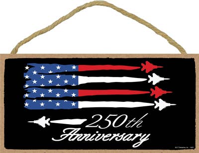 250th Anniversary - Military jets as US flag 5" x 10" plaque