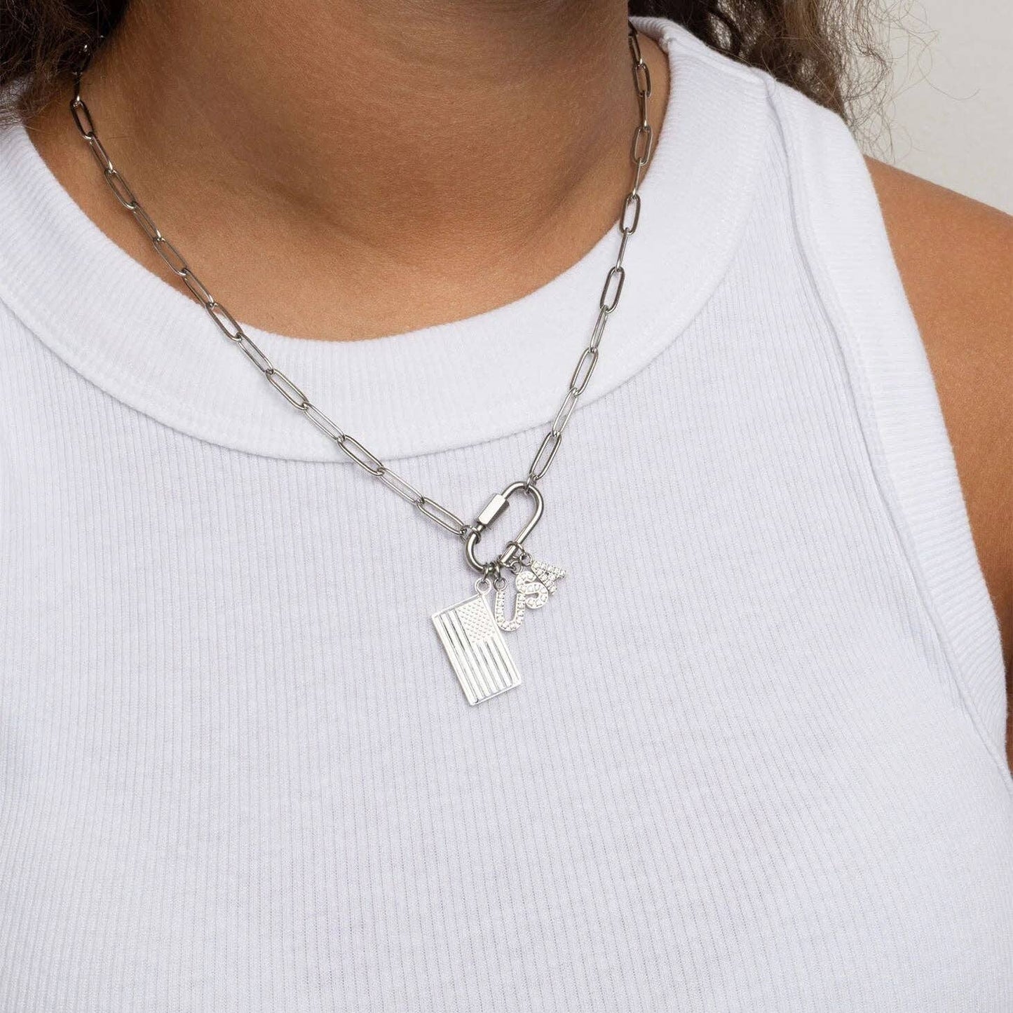18K Gold PVD Stainless Steel Flag Charm