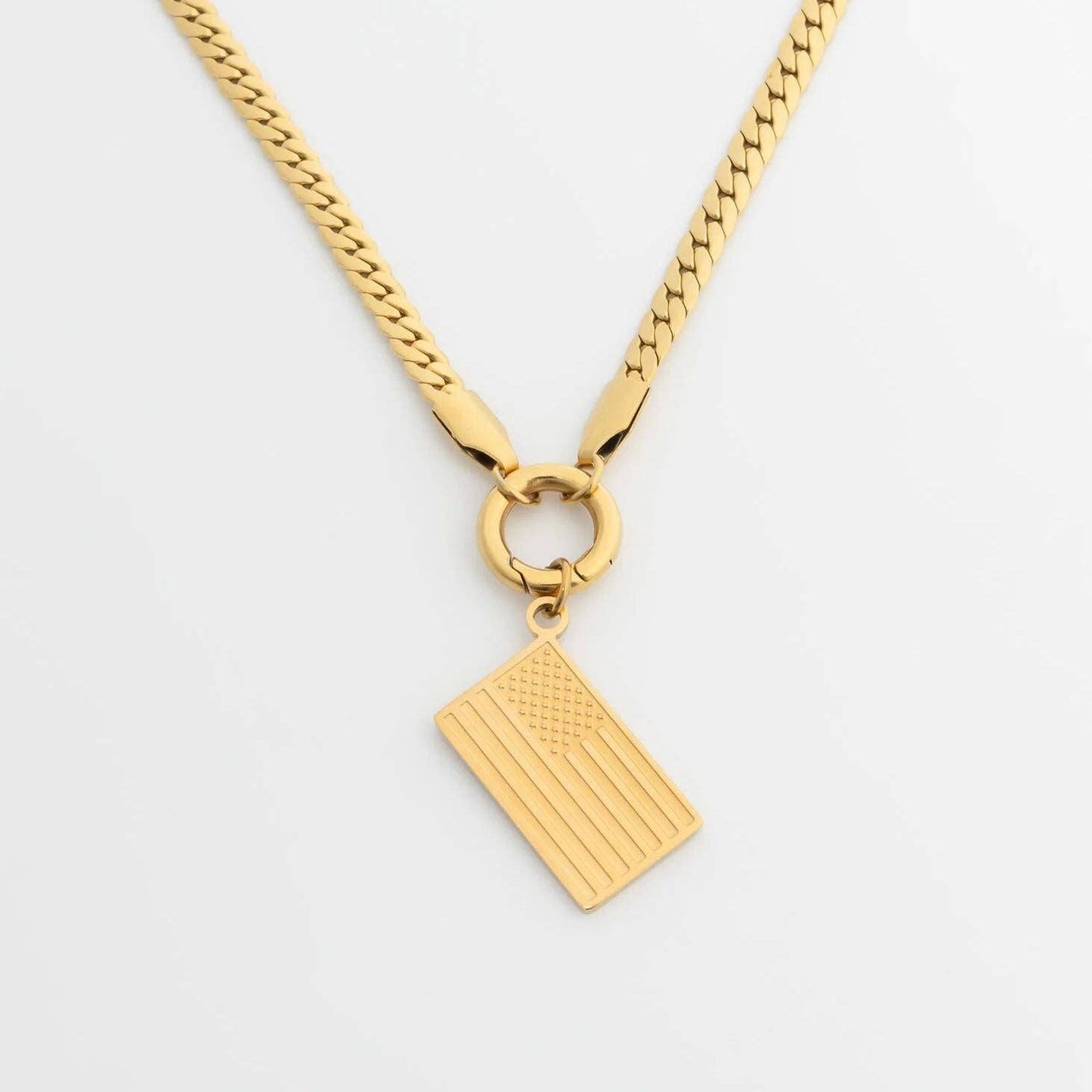 18K Gold PVD Stainless Steel Flag Charm