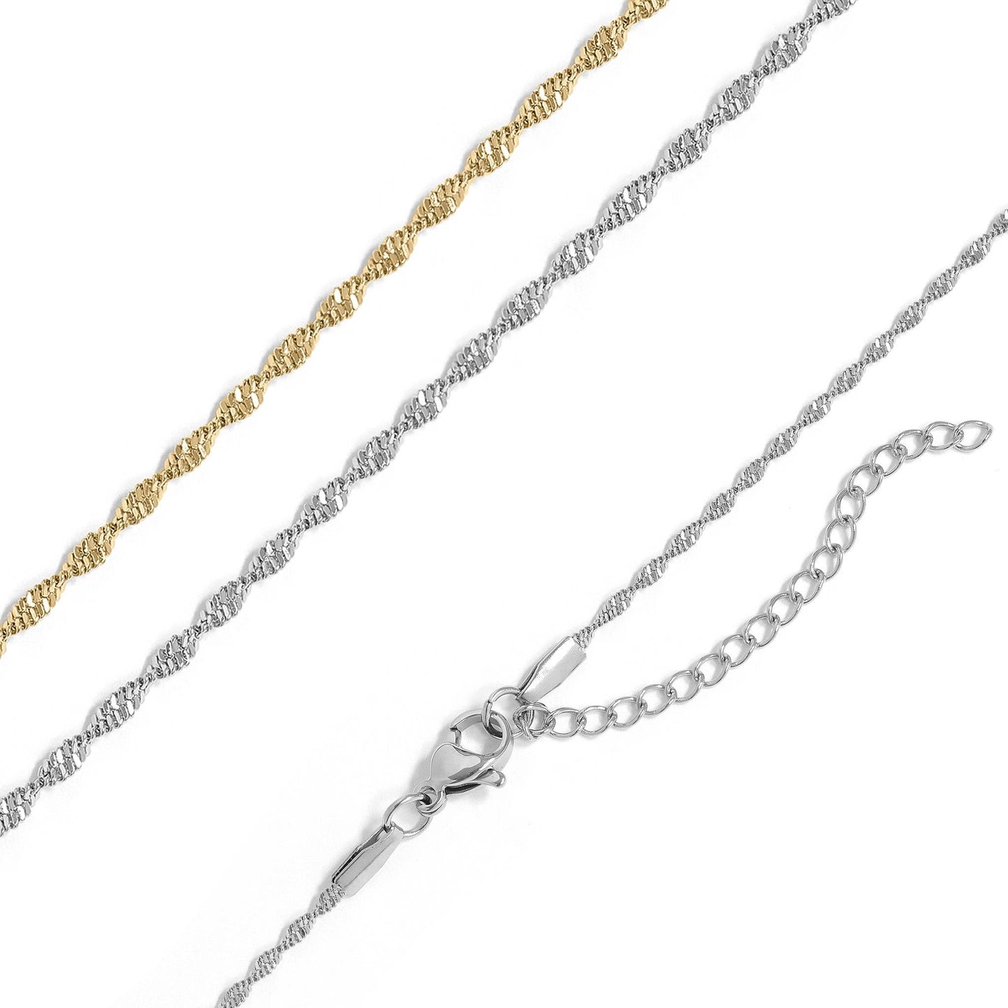 16" 18K Gold PVD Singapore Dainty Chain Necklace