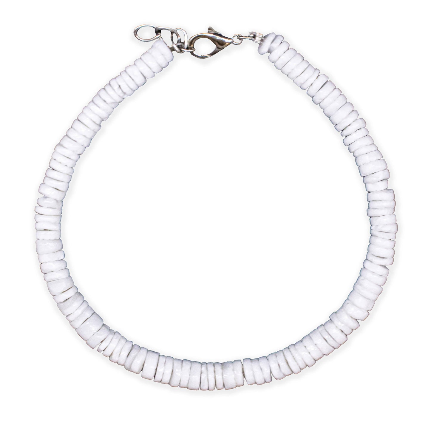 Puka Shell Anklet - Round White Beach Shell Jewelry