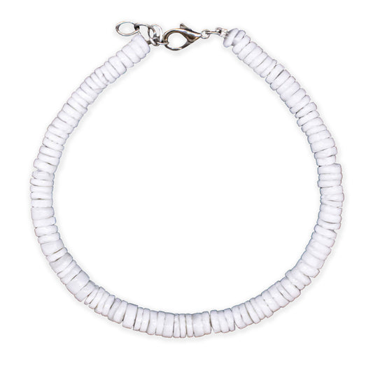 Puka Shell Anklet - Round White Beach Shell Jewelry