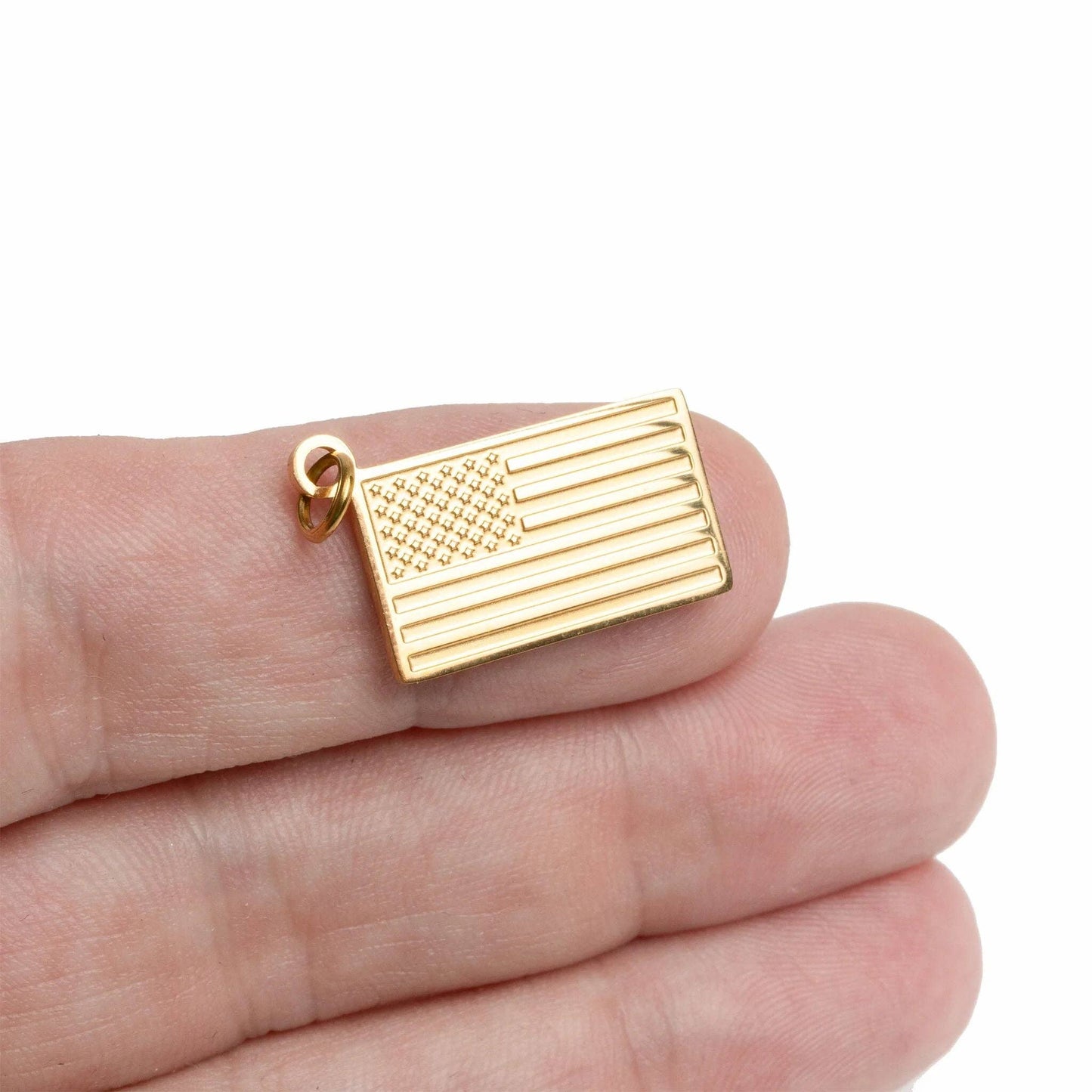 18K Gold PVD Stainless Steel Flag Charm