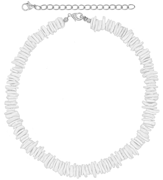 Puka Shell Necklace, Unisex White Square, Multiple Sizes