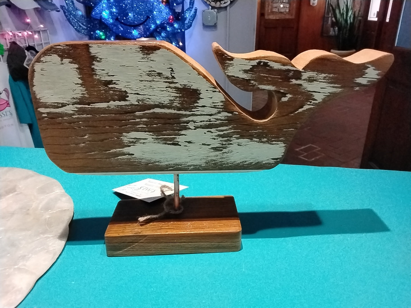 Vintage wood whales w/ stand