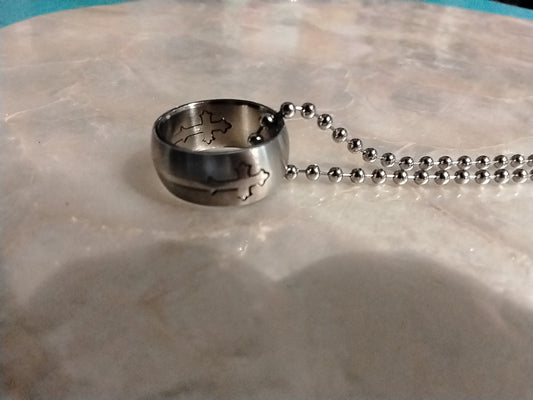 Ring on SS ball chain necklace