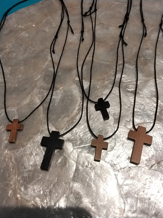 Wood cross necklace